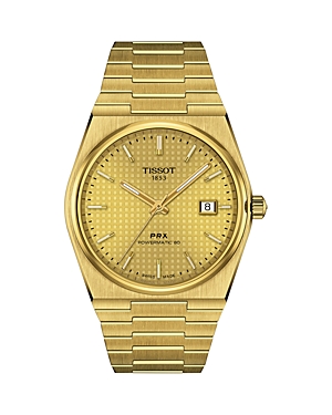 Shop Tissot Prx Powermatic 80 Watch, 40mm In Gold