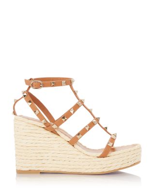 Women's Rockstud Espadrille Platform Wedge Sandals