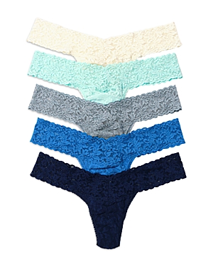Hanky Panky Assorted 5-pack Lace Low Rise Thongs In Ivory