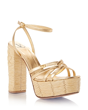 Shop Valentino Women's Ankle Strap Platform High Heel Sandals In Gold