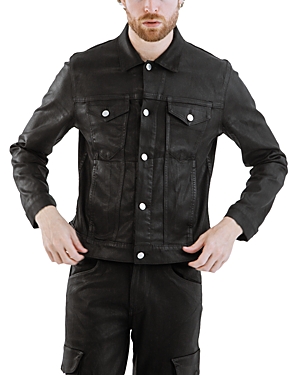 Monfrere Dean Coated Denim Trucker Jacket In Coated Noir