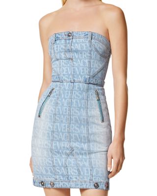 Versace Logo Denim Mini Dress | Bloomingdale's