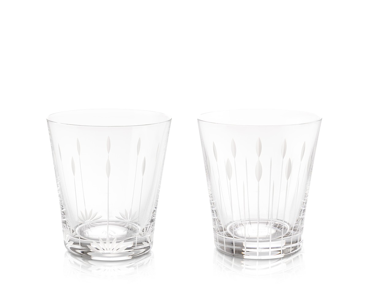 Lalique Lotus Blossoms and Buds Tumblers, Set of 2 in Clear