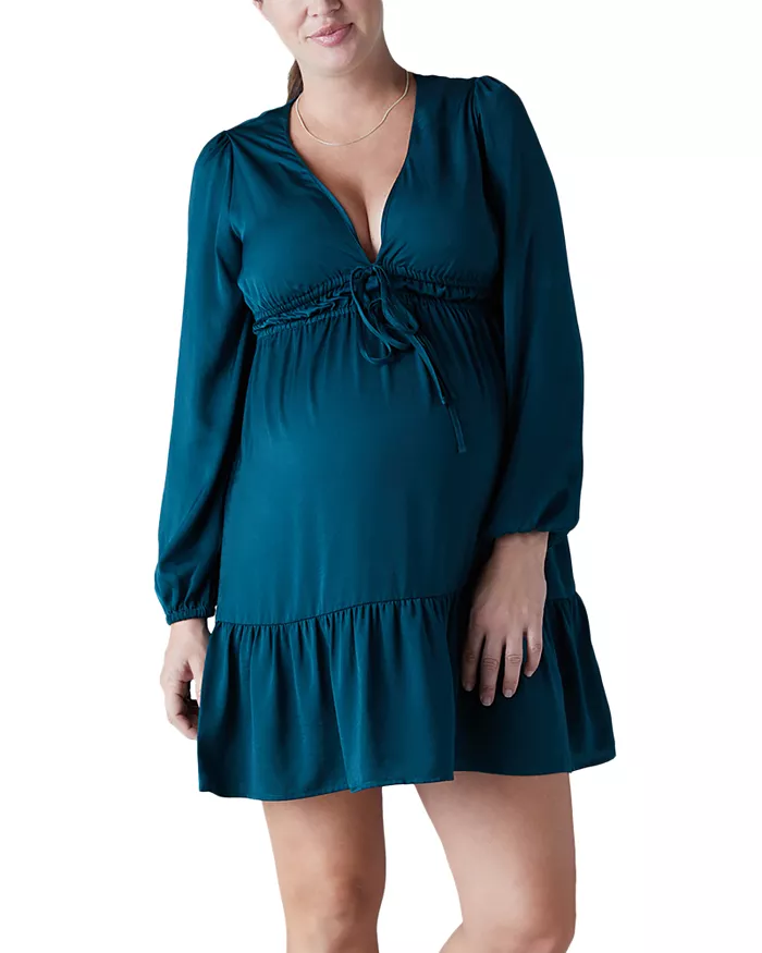 Ingrid & Isabel Gathered Mini Maternity Dress