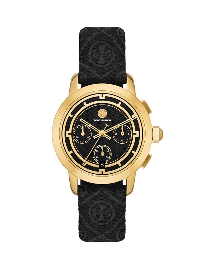 Tory Burch The Tory Chronograph White Dial Maroon Jacquard Strap Watch for Women - TBW1051