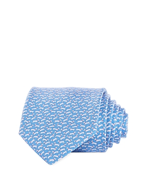 Shop Ferragamo Dog Print Silk Classic Tie In Azzurro