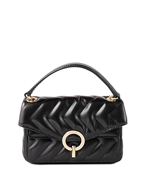 Shop Sandro Yza Small Leather Handbag In Black