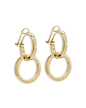Shop L. Klein 18k Yellow Gold Duetto Interlocking Hammered Circle Drop Hoop Earrings