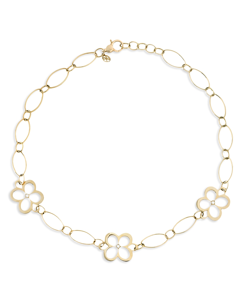 L. Klein 18k Yellow Gold Fiore Diamond Openwork Flower Link Collar Necklace, 16-18 In Gold