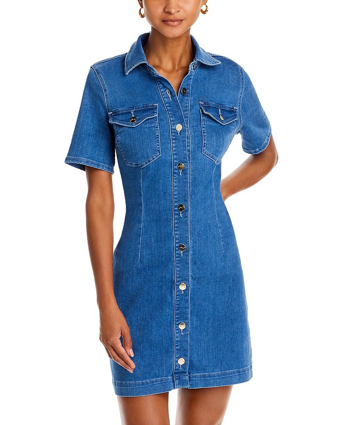 JEN 7 by 7 For All Mankind Short Sleeve Denim Mini Dress | Bloomingdale's