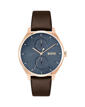 Shop Hugo Boss Tyler Multifunction Watch, 43mm In Blue/brown