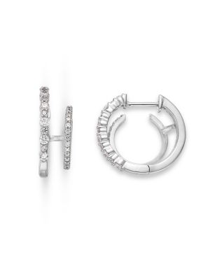 Diamond Double Row Hoop Earrings in 14K White Gold, 0.50 tcw