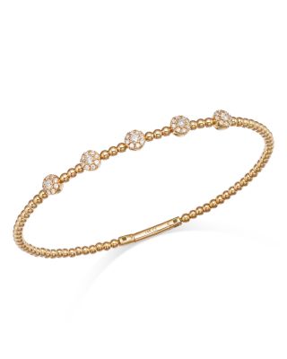 Bloomingdale's Fine Collection - Diamond Flower Bead Bangle Bracelet in 14K Yellow Gold, 0.47 ct. t.w.