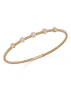 Bloomingdale's - Diamond Flower Bead Bangle Bracelet in 14K Yellow Gold, 0.47 ct. t.w.