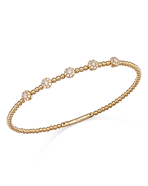 Bloomingdale's Diamond Flower Bead Bangle Bracelet in 14K Yellow Gold, 0.47 ct. t.w.