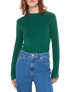 Shop Whistles Mia Crewneck Sweater In Dark Green