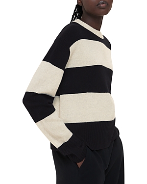 Whistles Wool Crewneck Sweater In Black/multi