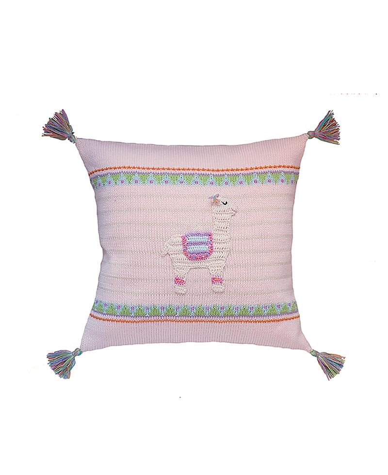 Melange Collection Llama Pillow, 12 X 12 In Light/pastel Pink