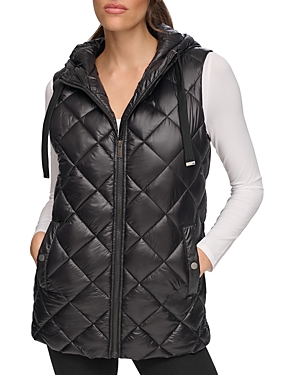 Marc New York Long Quilted Vest In Black