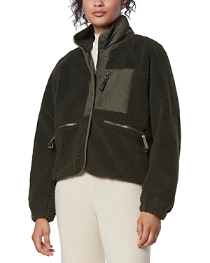 Marc New York Mixed Media Fleece Zip Jacket In Olive