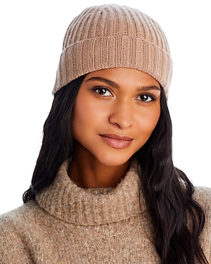 C By Bloomingdale's Ribbed Knit Cuff Cashmere Hat - Exclusive In Beige