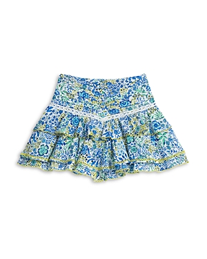 Shop Poupette St Barth Girls' Alizee Ruffled Mini Skirt - Little Kid, Big Kid In Blue