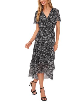 VINCE CAMUTO - Printed Tiered Hem Dress