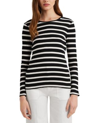 Cotton Long Sleeve Striped Tee