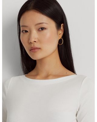 Elbow Sleeve Boat Neck Top 