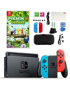 Nintendo - Nintendo Switch in Neon with Pikmin 3 Deluxe Game and Accessories Kit