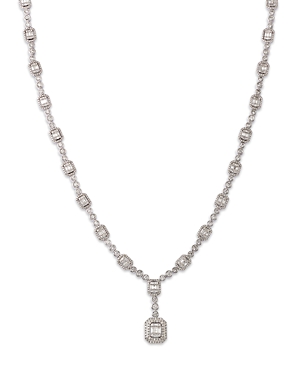 Bloomingdale's Diamond Mosaic Baguette & Round Cluster Statement Necklace in 14K White Gold, 8.0 ct.