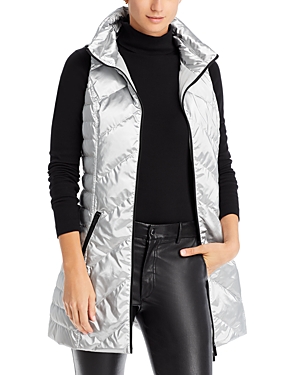 Anorak Down Chevron Quilted Vest In Silver