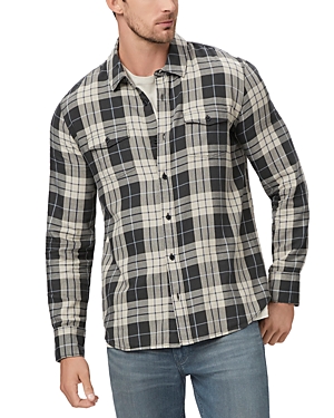 Paige Everett Plaid Flannel Button-up Shirt In Midnt Coin