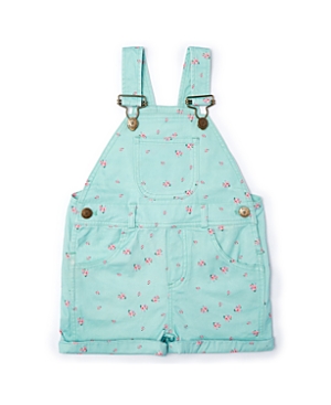 Dotty Dungarees Girls' Floral Print Overall Shorts - Baby, Little Kid, Big Kid In Mint Green