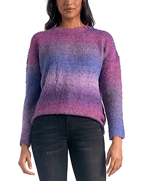 Shop Elan High/low Crewneck Sweater In Blue Space Dye