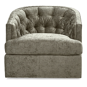 Massoud Bedford Tufted Swivel Chair In Bliss Dove