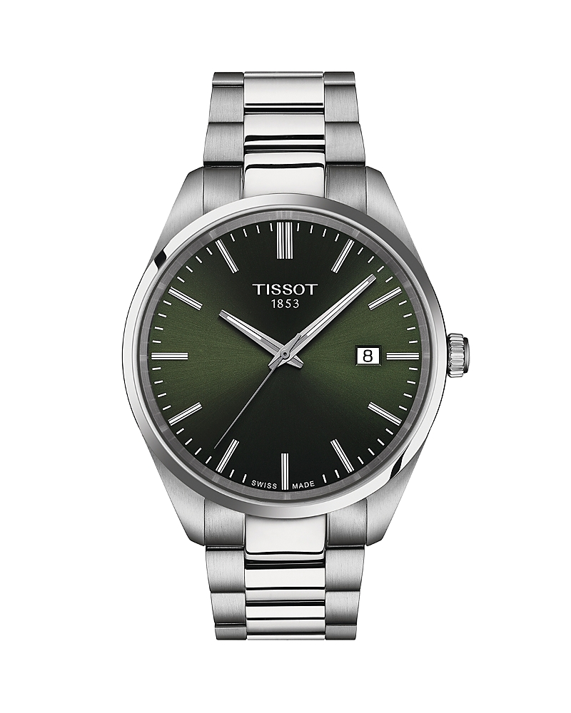 Tissot Men's Swiss Pr 100 Stainless Steel Bracelet Watch 40mm In Green/silver