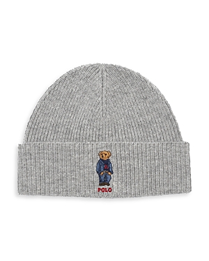 Polo Ralph Lauren Solid Denim Bear Beanie In Andover Heather