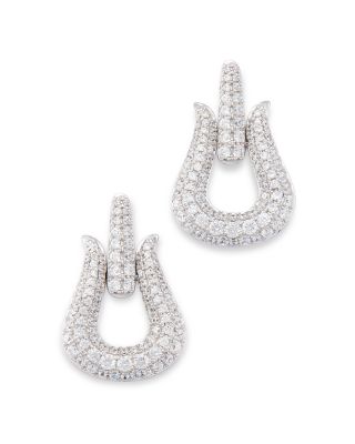 Bloomingdale's Fine Collection - Diamond Pav&eacute; Buckle Drop Earrings in 14K White Gold, 1.0 ct. t.w.