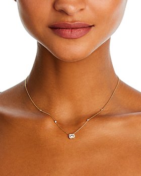 Bloomingdale's - Diamond Emerald Cut Halo Pendant Necklace in 14K Yellow Gold, 0.60 ct. t.w.