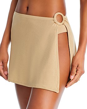 Monstera Blue Short Length Cover-Up Velcro Wrap Skirt