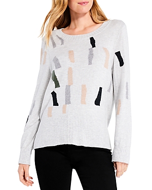 Nic + Zoe Falling Frost Cotton Blend Sweater In Grey Multi