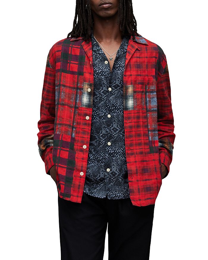 ALLSAINTS - Carreaux Relaxed Fit Printed Long Sleeve Shirt