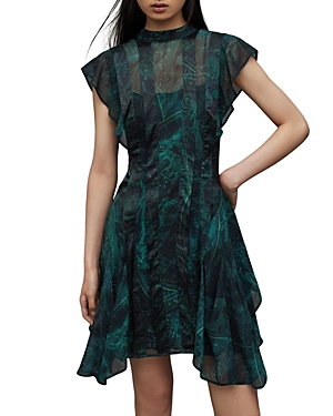 Allsaints Fleur Asymmetric Hem Ziggy Mini Dress In Green | ModeSens Allsaints Fleur Asymmetric Hem Ziggy Mini Dress In Green | ModeSens