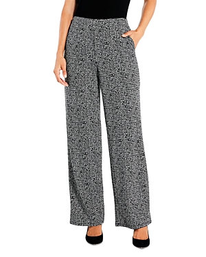 Nic + Zoe Etched Tweed Wide Leg Ankle Pant In Black Multi