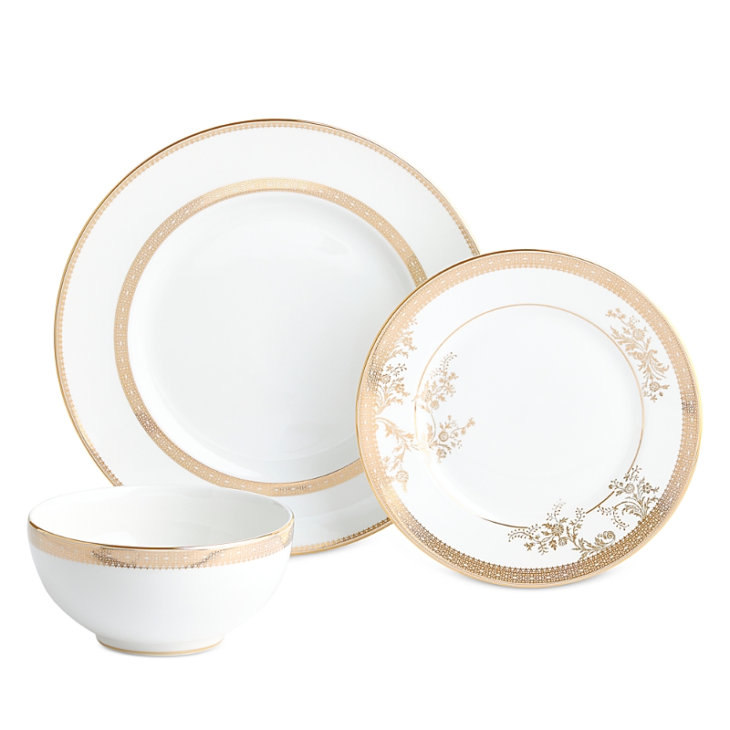 Wedgwood Vera Wang Lace Gold 12 Piece Dinnerware Set, Service For 4 In Multi