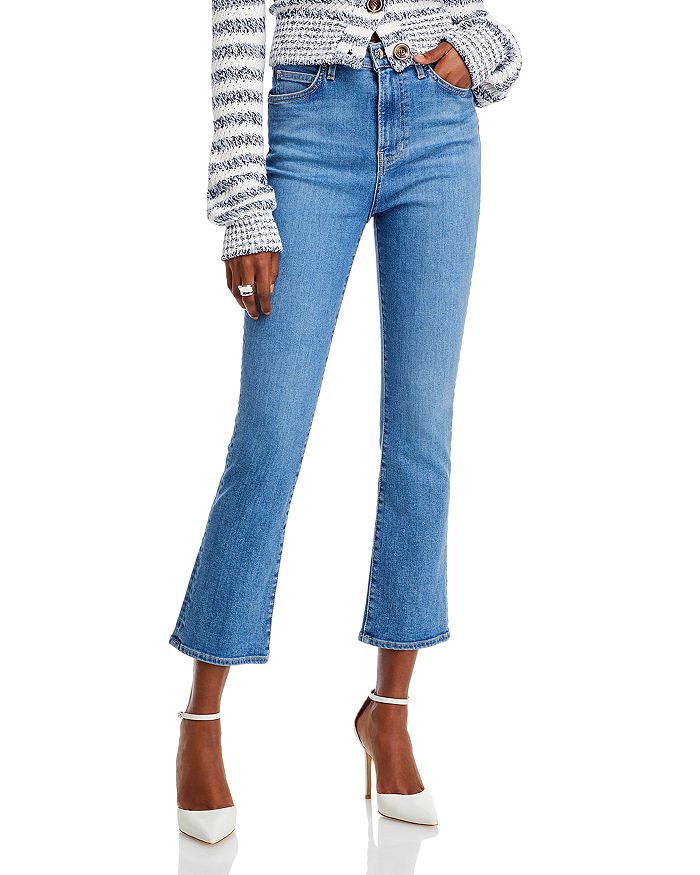 Veronica Beard Carly High Rise Cropped Flare Leg Jeans in Bright Lake ...