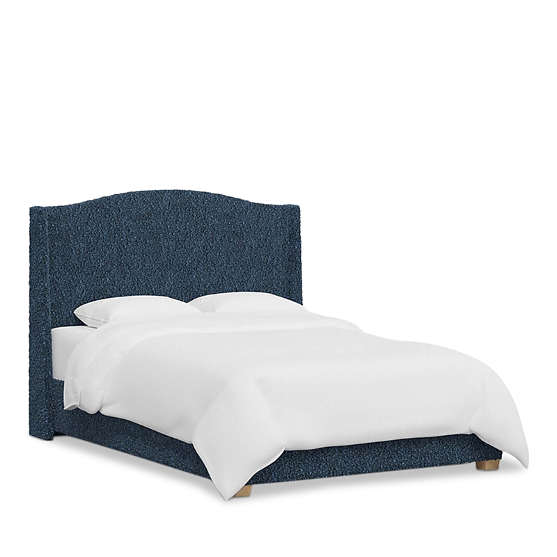 Sparrow & Wren Amalia Bed In Plush Boucle, Full In Navy