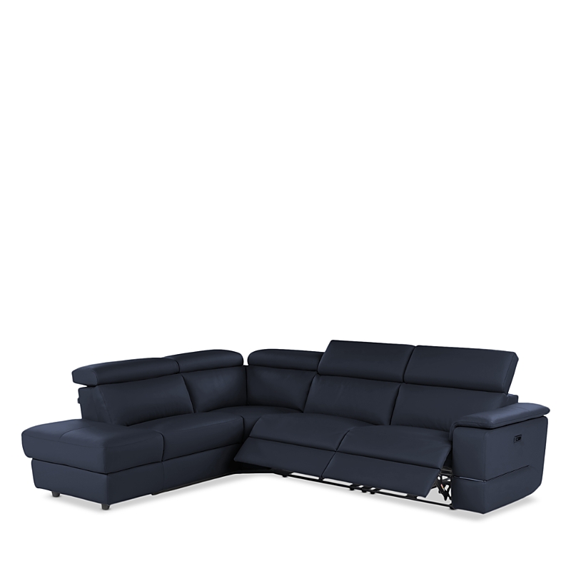 Giuseppe Nicoletti Ronaldo 3 Piece Recliner Sectional In Bull Blu