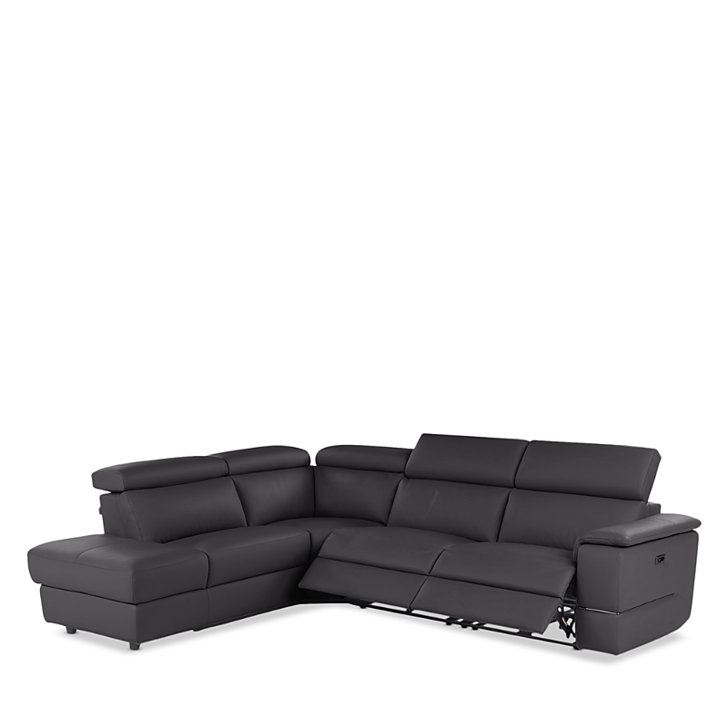 Giuseppe Nicoletti Ronaldo 3 Piece Recliner Sectional In Bull Grigio Scuro